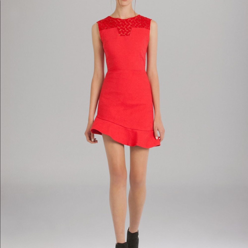 Maje red asymmetric dress